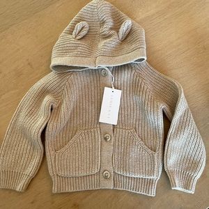 NWT Jamie Kay 6/12M Wheat Marle Bear Cardigan